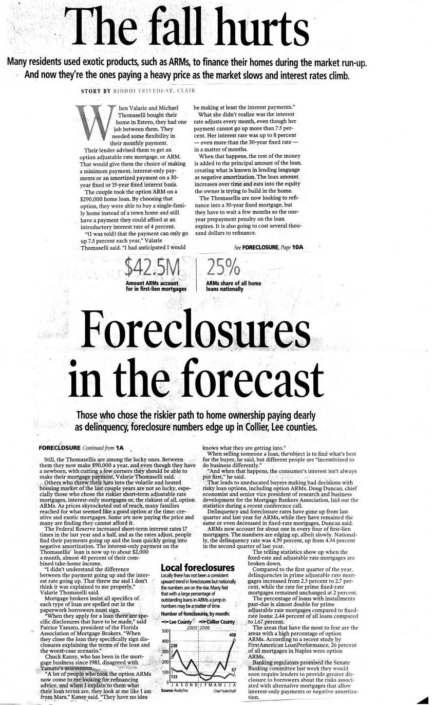 Scanned original clip of The Fall Hurts / Foreclosures in the Forecast