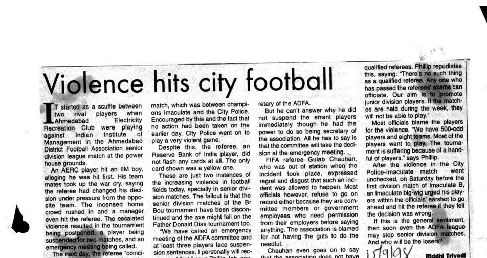 Scanned original clip of Violence Hits City Football
